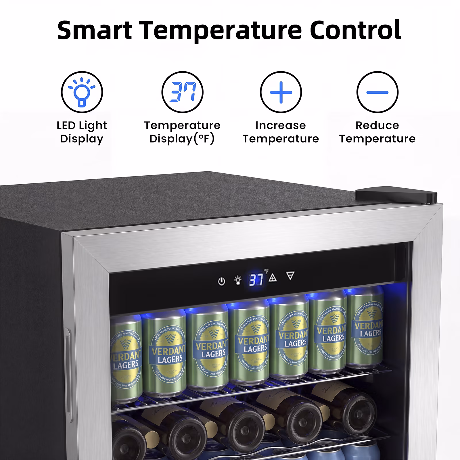 Rstll 150 Can Beverage Refrigerator with Glass Door,Extra Bottles Rack,Touch Control Panel,Freestanding Mini Fridge,Silver,2026 - Image 5