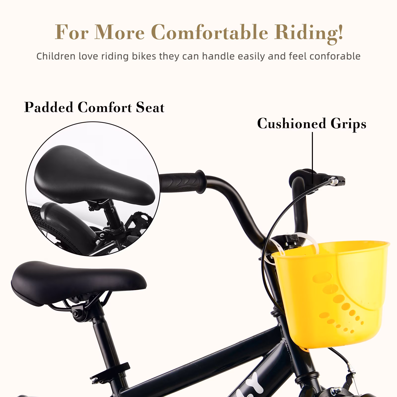 RULLY Dinosaur 16 Inch Kids Bike for Boys Ages 4-7, with Basket & Training Wheels, Black - Image 5
