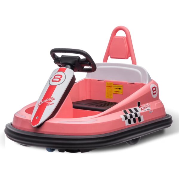 Sakiyr 6V Bumper Car Ride on Toys, Battery Powered with Music and Lights, 360 Degree Spin Kids Bumper Car for 1.5-6 Ages, Pink