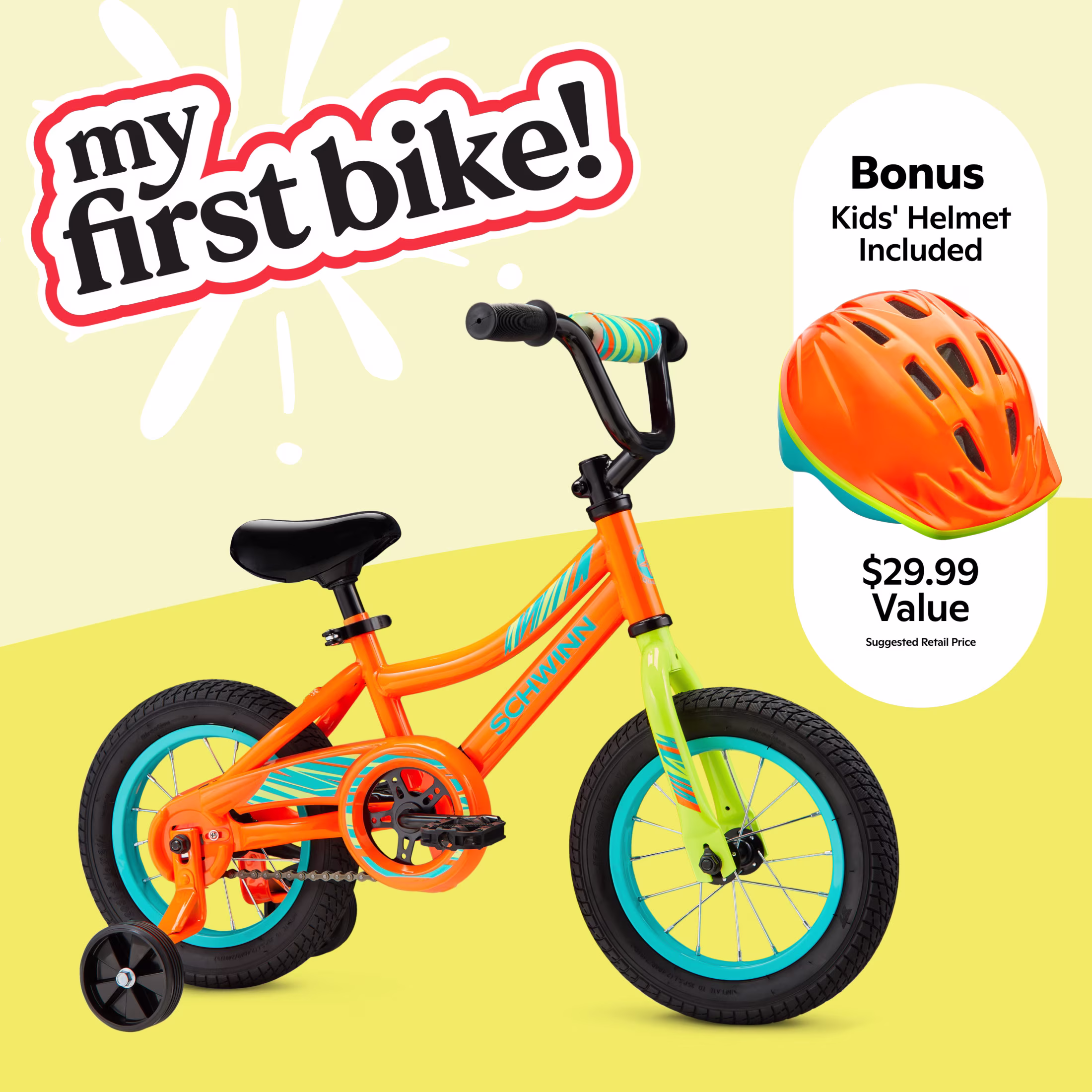 Schwinn 12" My First Bike, Kids Bike & Helmet Bundle, Fits Riders 3'0" - 3'7", Child Ages 3-5, Boys,Orange - Image 5