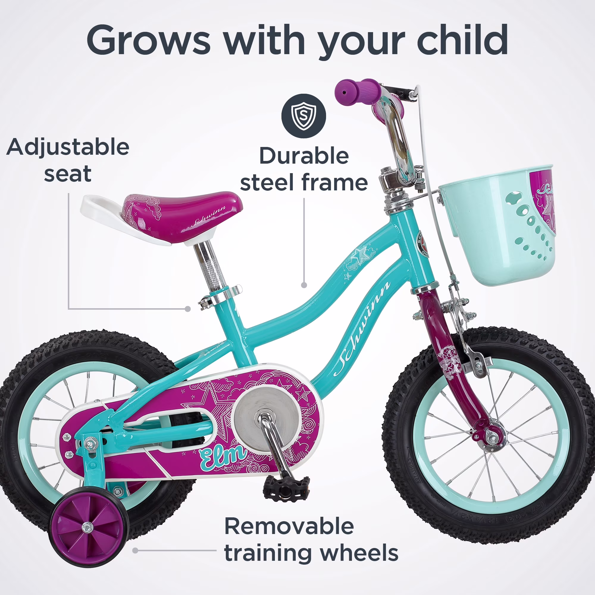 Schwinn Elm Kids Bike, 12-Inch Wheels, Single Speed, Ages 2-4, Teal - Image 5