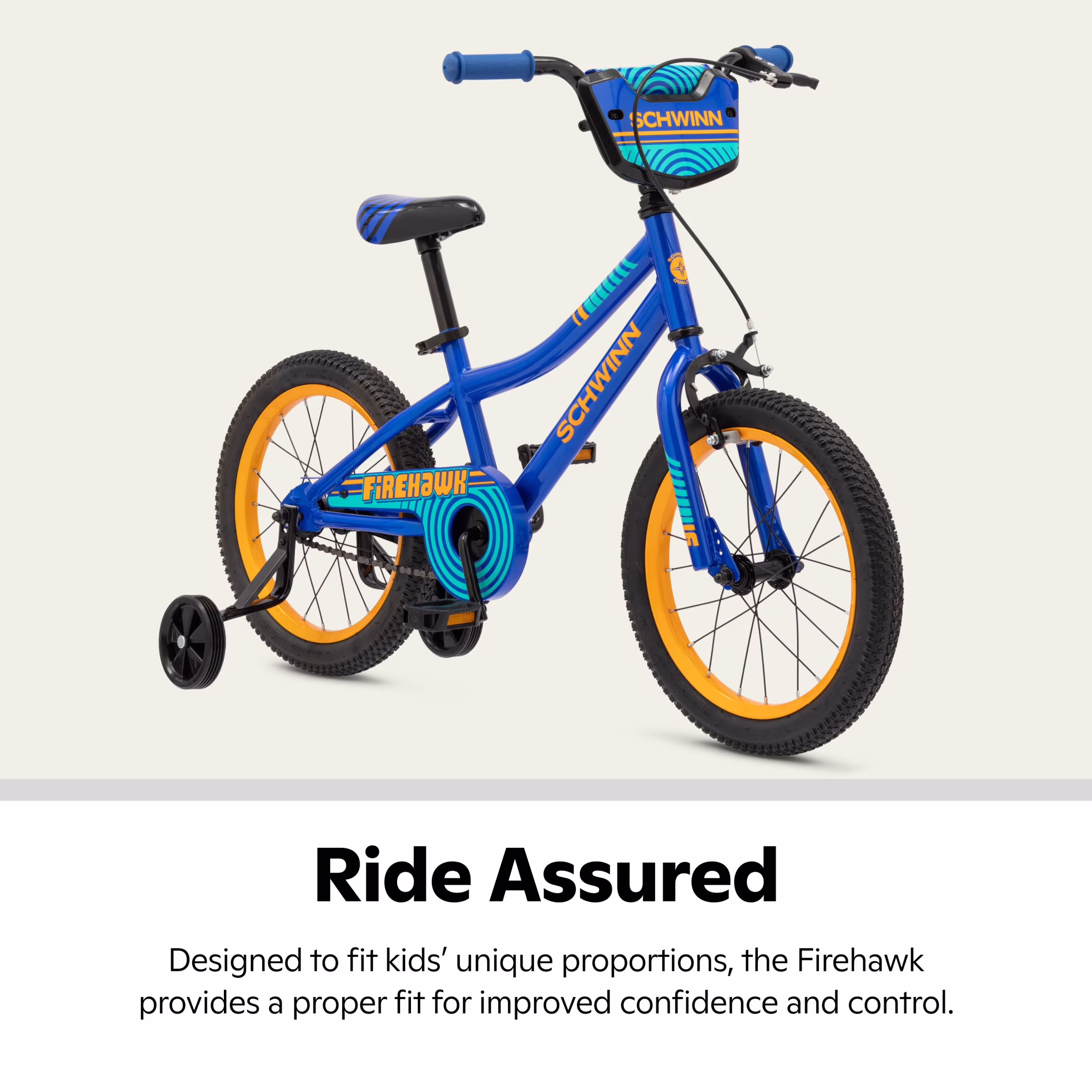 Schwinn Firehawk Kids Bike with Training Wheels, 16-Inch Wheels, Ages 3-7, Blue - Image 5