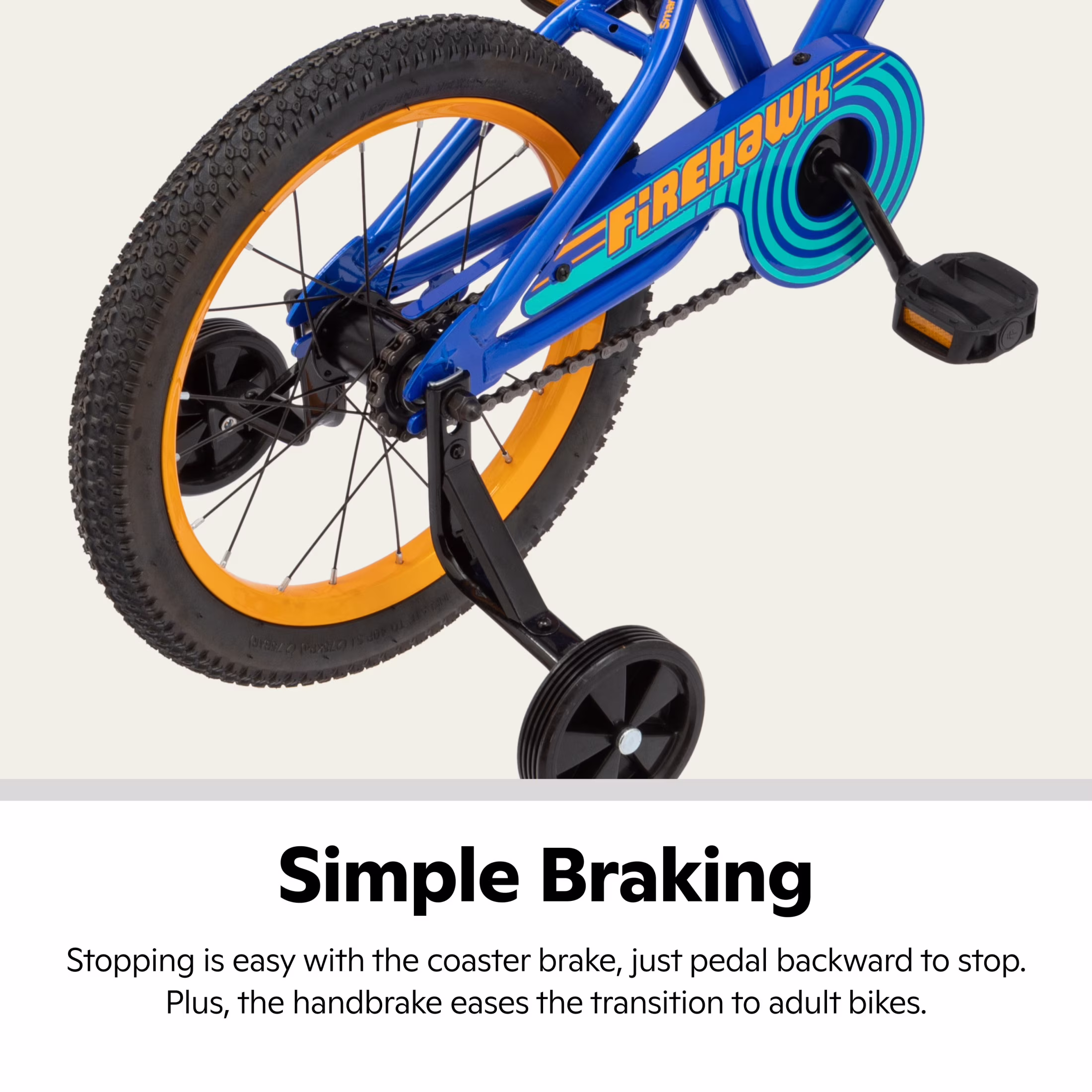 Schwinn Firehawk Kids Bike with Training Wheels, 16-Inch Wheels, Ages 3-7, Blue - Image 3