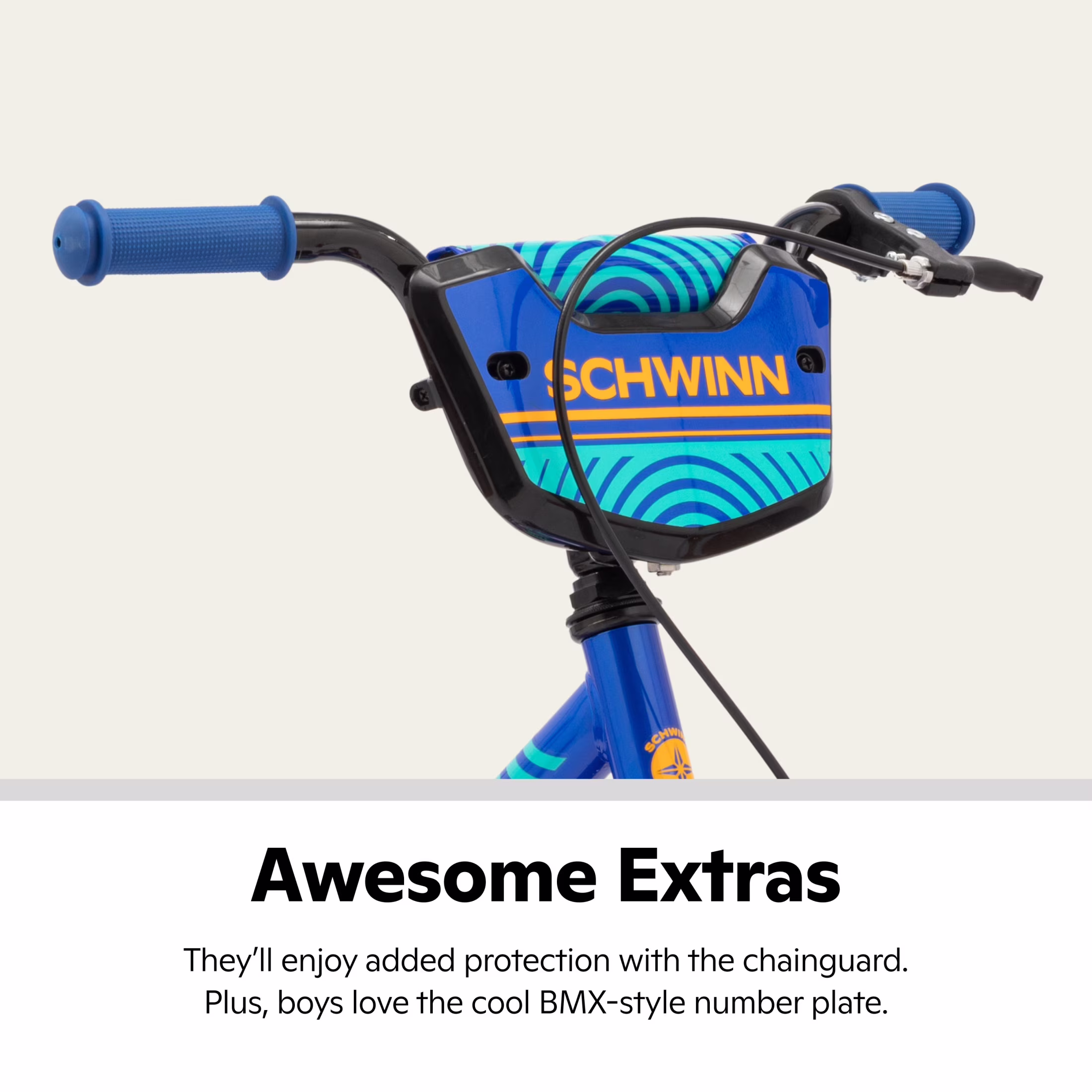 Schwinn Firehawk Kids Bike with Training Wheels, 16-Inch Wheels, Ages 3-7, Blue - Image 4