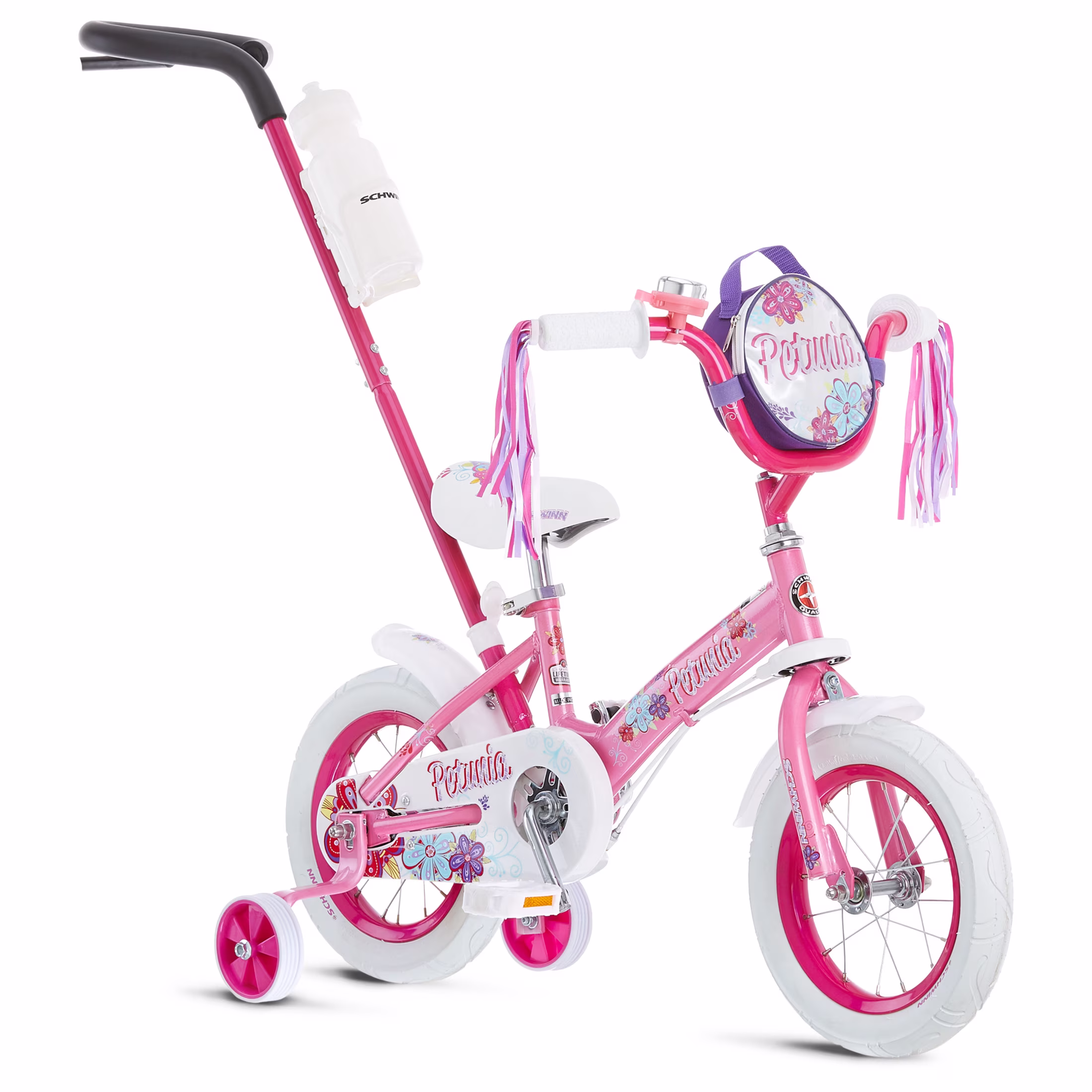 Schwinn Petunia Steerable Toddler Bike with Training Wheels, 12 Inch Wheel, Ages 2-4, Pink - Image 5