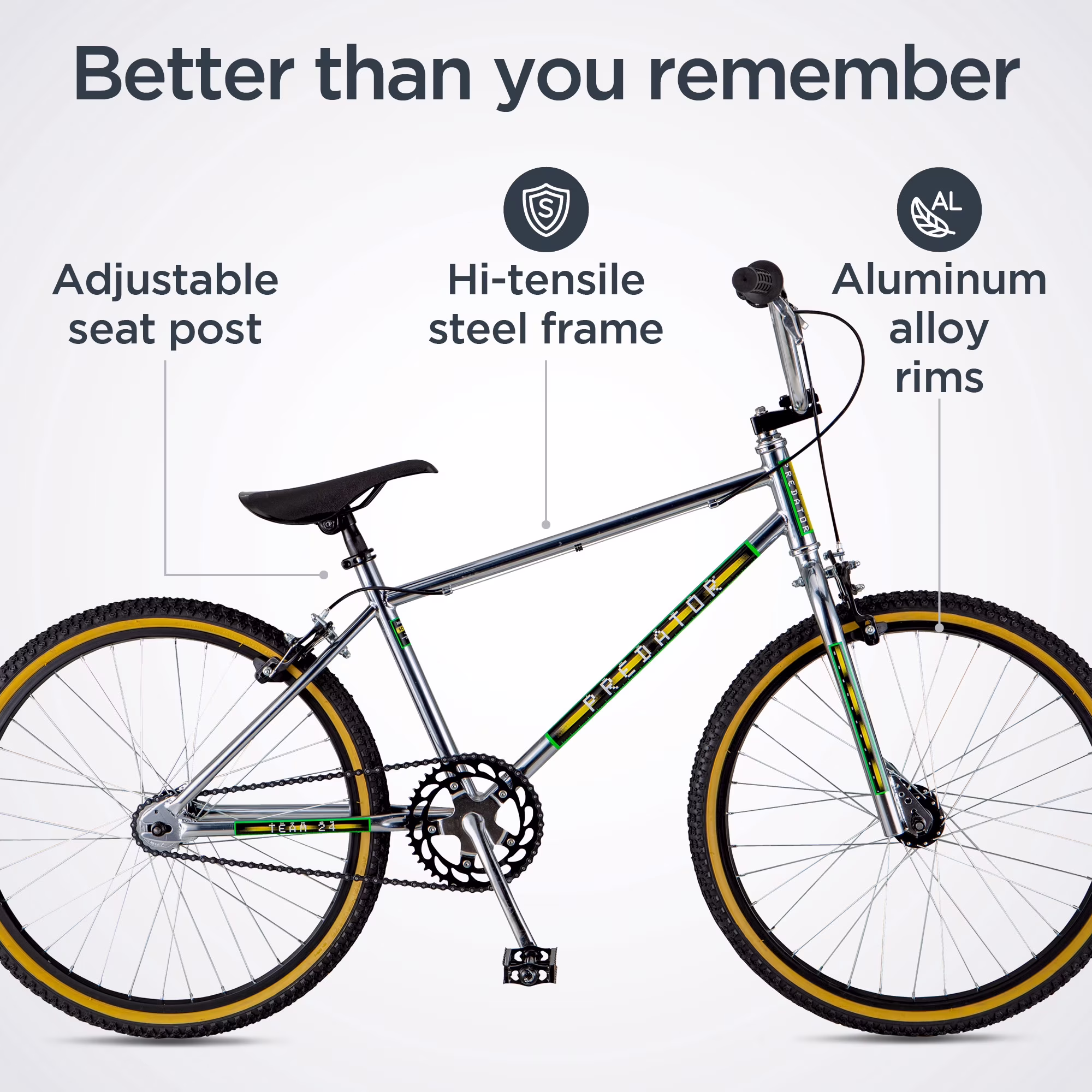 Schwinn Predator Team 24 BMX Bike, Classic 1983 Design, 24-Inch Wheels, Chrome - Image 2