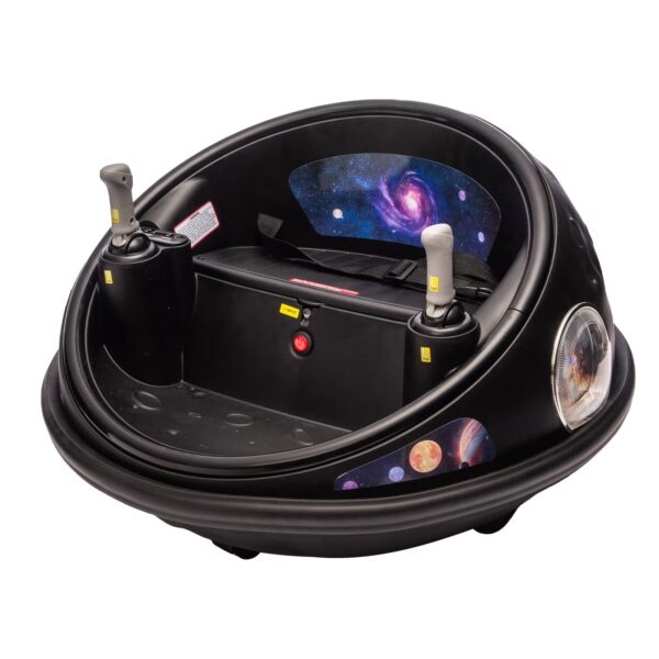 Shininglove 12V Kids Bumper Car with Remote Control, 360° Spinning & LED Lights, 2 Speeds with Slow-Start, Space Theme Ride On Toy for Toddlers 1-5 Years Old