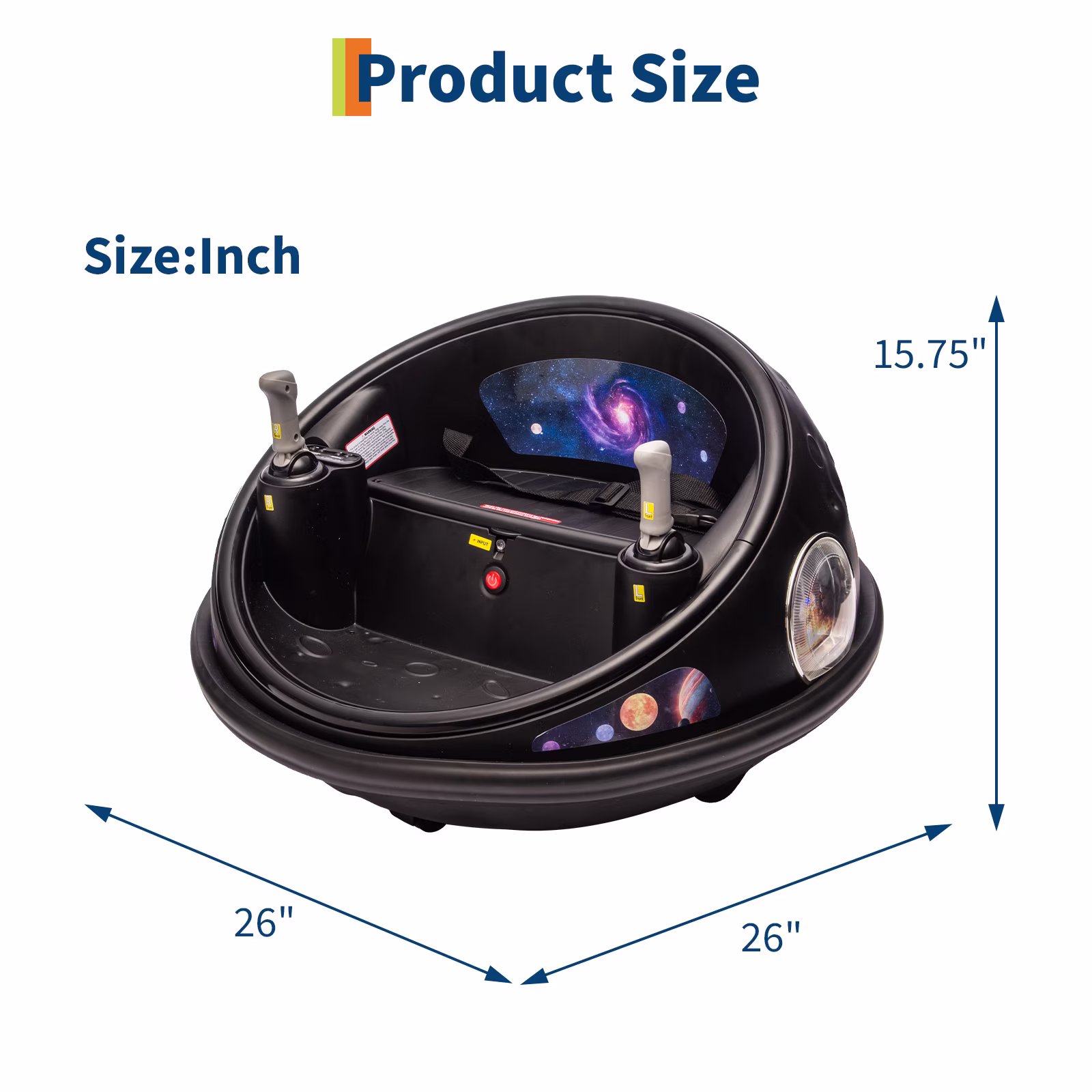 Shininglove 12V Kids Bumper Car with Remote Control, 360° Spinning & LED Lights, 2 Speeds with Slow-Start, Space Theme Ride On Toy for Toddlers 1-5 Years Old - Image 3