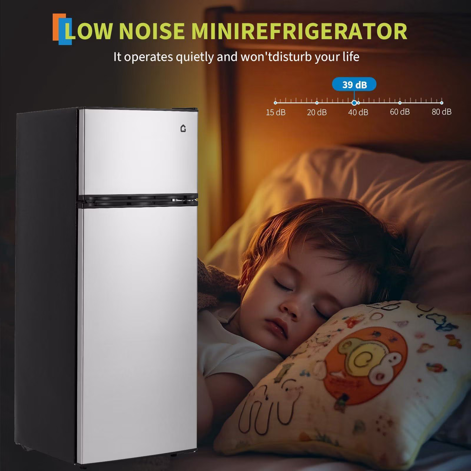 Silver 7.5 Cu.ft Two Door Compact Mini Refrigerator with Freezer - Image 3