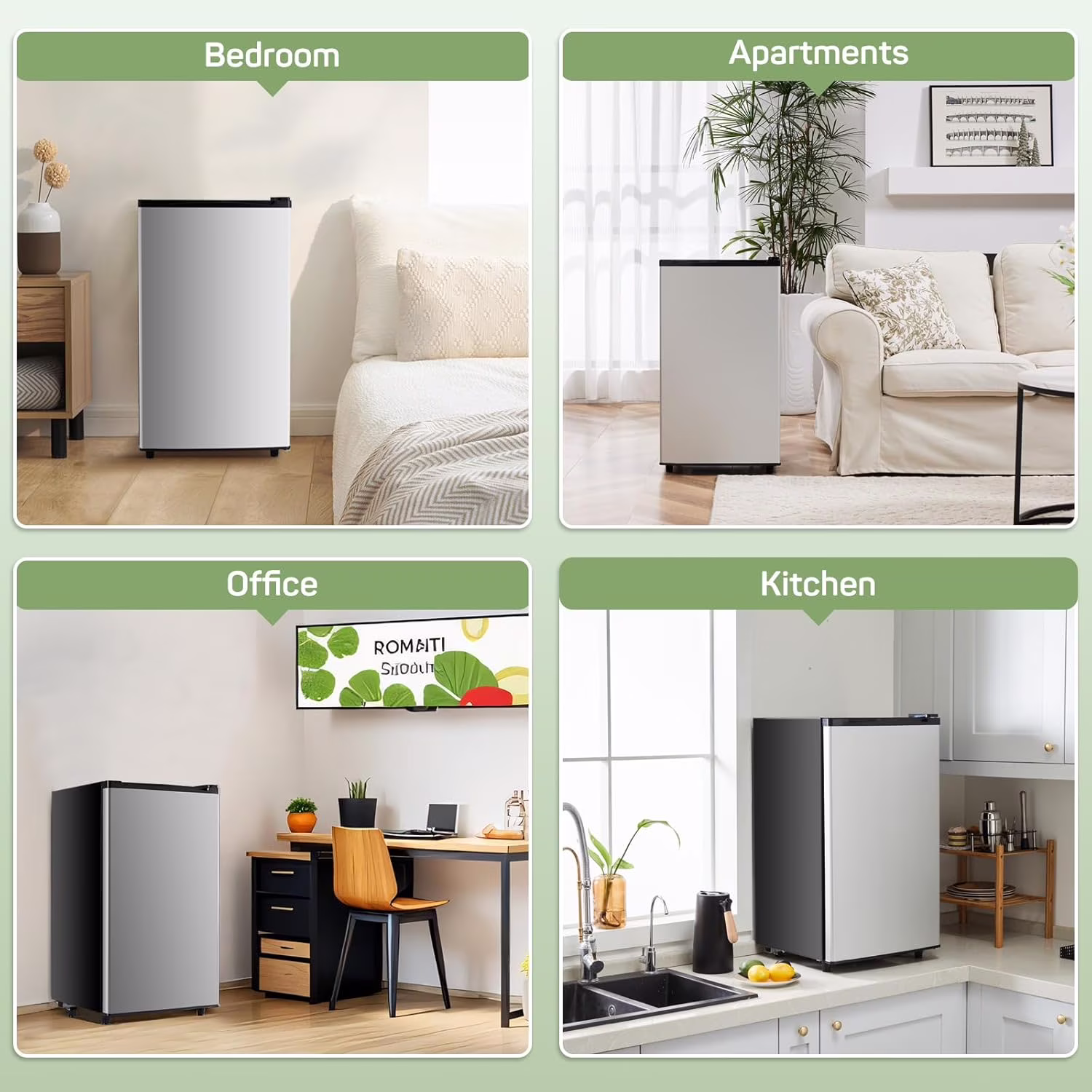 Simenmax Mini Fridge for Bedroom 3.2 Cu.Ft Small Refrigerator with Freezer for Dorm Office, Compact Single Door Adjustable Thermostat Low Noise,Silver - Image 4