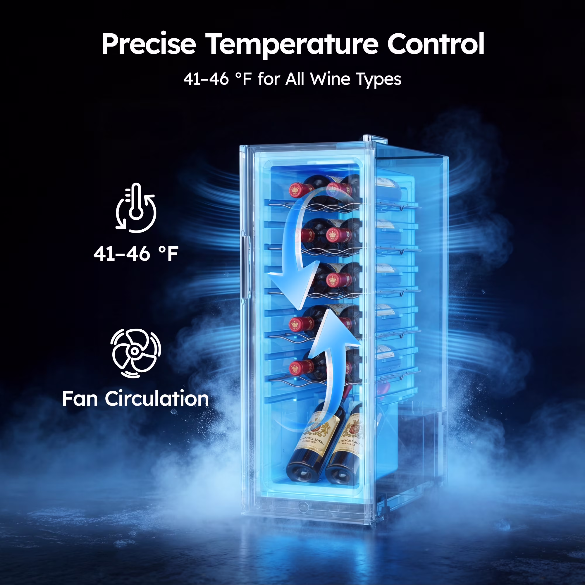 Simzlife 12 Bottle Wine Cooler Refrigerator with Lock, 11 inch Wine Chiller with Stainless Steel Glass Door, Freestanding - Image 3