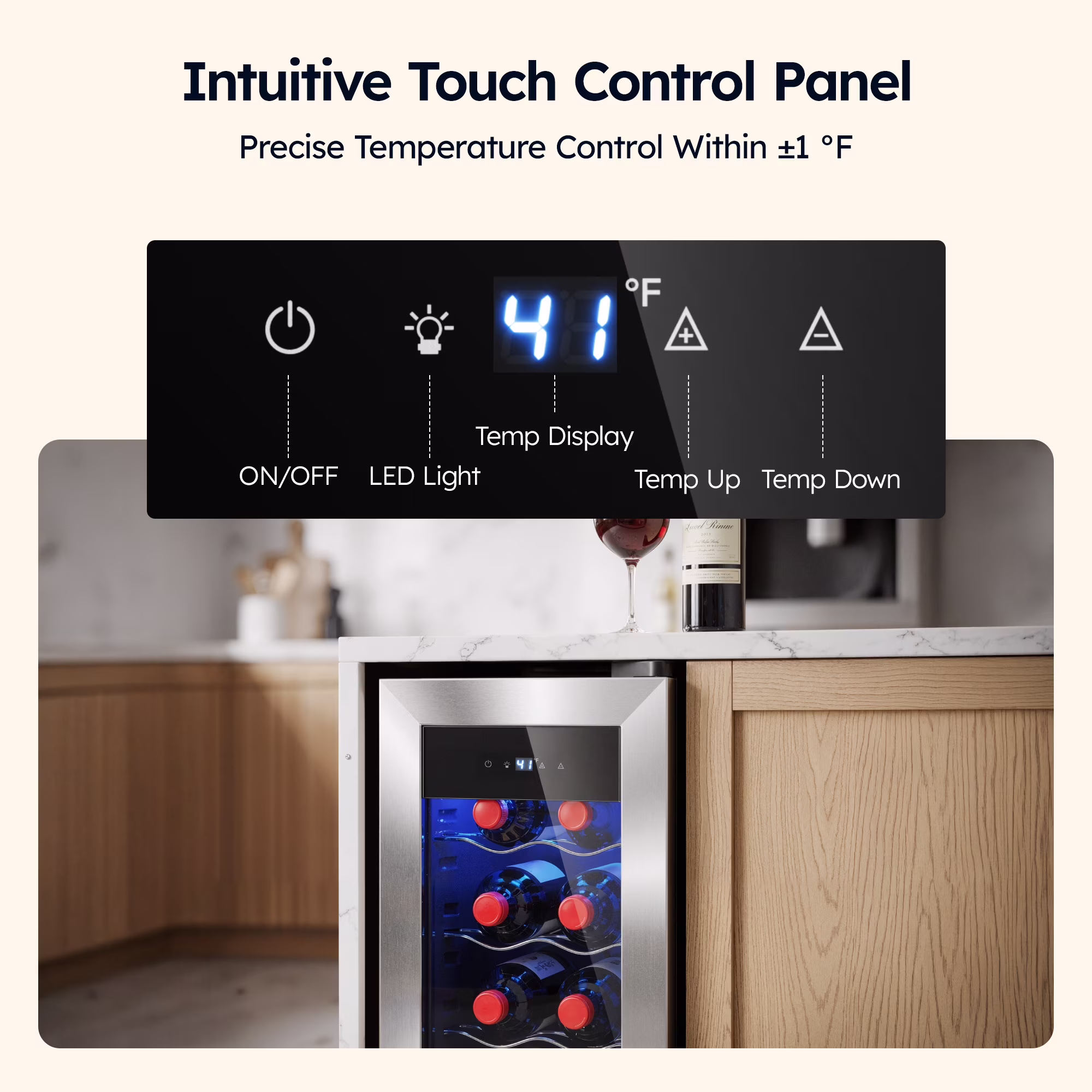 Simzlife 12 Bottle Wine Cooler Refrigerator with Lock, 11 inch Wine Chiller with Stainless Steel Glass Door, Freestanding - Image 2