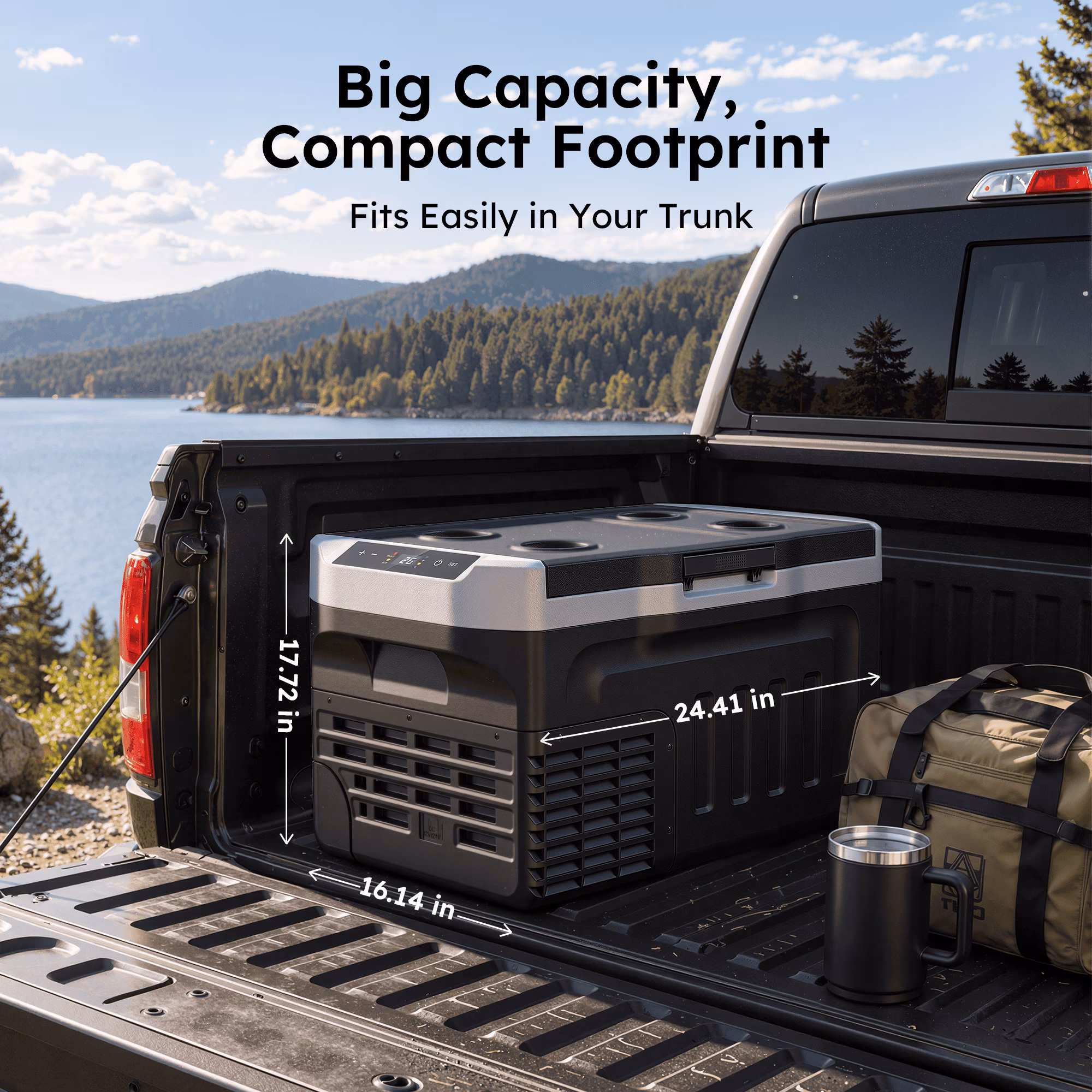 Simzlife 12 Volt Car Refrigerator 22 Quart Portable Fridge Freezer Compressor Cooler 12/24V DC 110~240 Volt AC for Truck Van RV Camper SUV Travel Camping Road Trips - Image 3