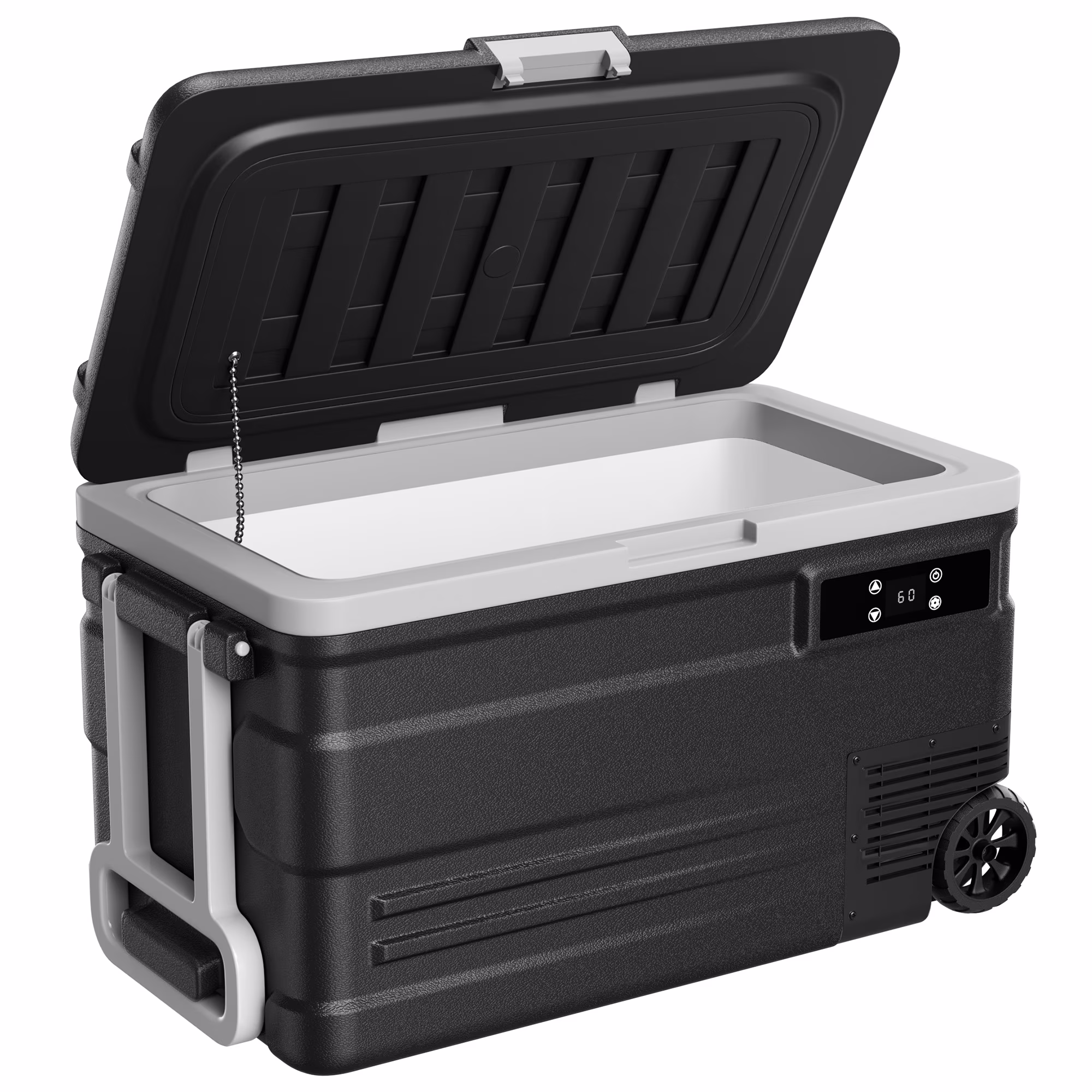 Simzlife 12 Volt Car Refrigerator, 80QT(75L) Portable RV Car Fridge with Wheels, 0℉~68℉, 12/24V DC & 110-240V AC, Black - Image 4
