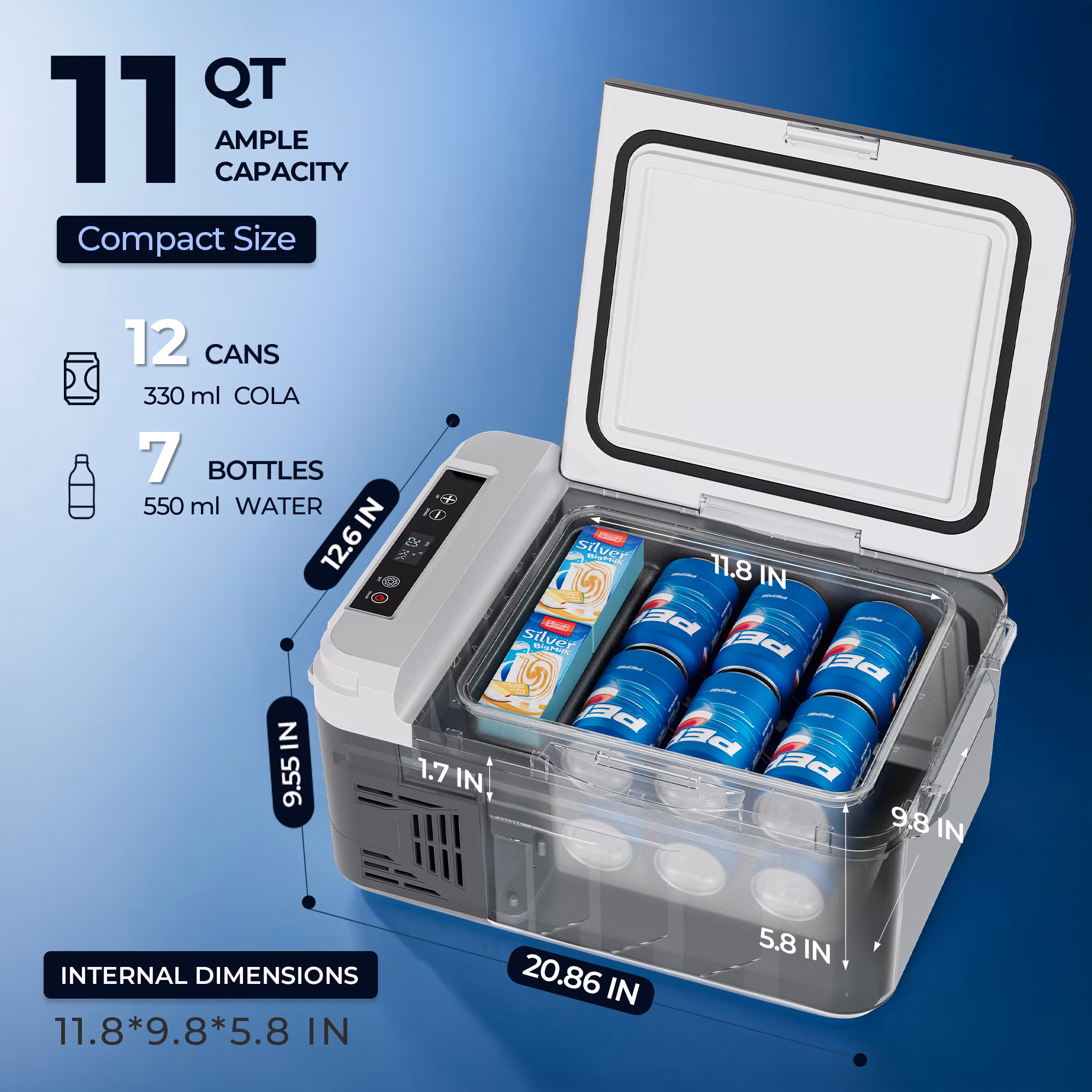 Simzlife 12 Volt Refrigerator, 11 Quart (10L) Car Fridge, Car Refrigerator -4℉~68℉, Portable Freezer for RV, Camping, Travel - Image 3