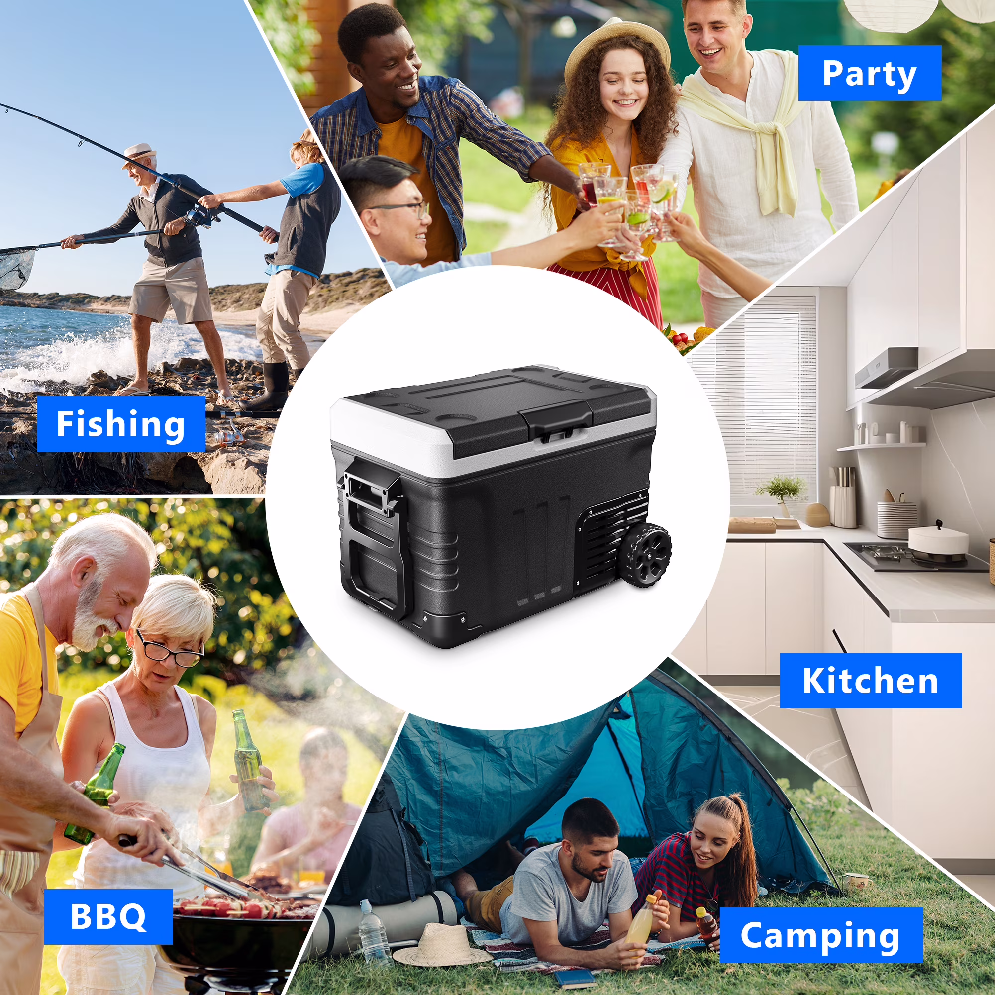Simzlife 12V Car Refrigerator, 37QT Electric Cooler DC/AC, -4℉~68℉, RV Freezer Fridge Cooler with Wheels & 2 Baskets - Image 4