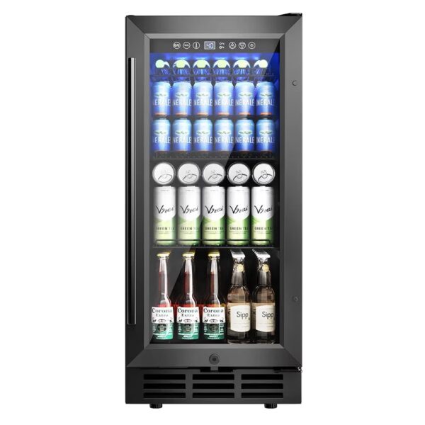 Simzlife 15" Beverage Refrigerator, Under Counter Beer Fridge for Soda, Water, Wine for Kitchen, Bar or Office,Black
