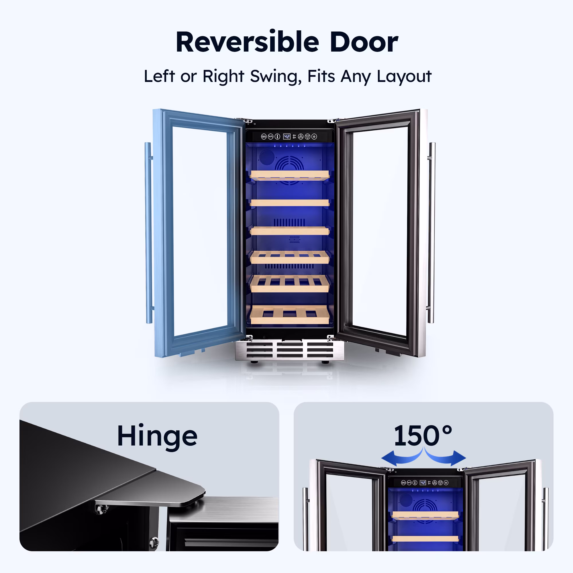 Simzlife 15" Wine Cooler, Digital Temperature Control Wine Refrigerators, Wine Chiller with Removable Shelves,Silver - Image 5