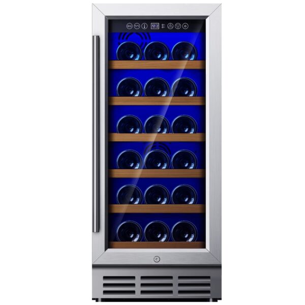 Simzlife 15" Wine Cooler, Digital Temperature Control Wine Refrigerators, Wine Chiller with Removable Shelves,Silver