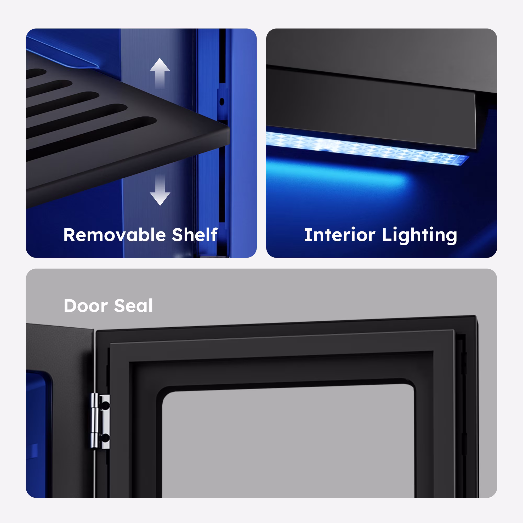 Simzlife 24 Can LED Display Mini Fridge, Wine Cooler with Glass Door, Mini Beverage Refrigerator for Bedroom, Dorm, Nightstand,Home & Office/,Black - Image 5