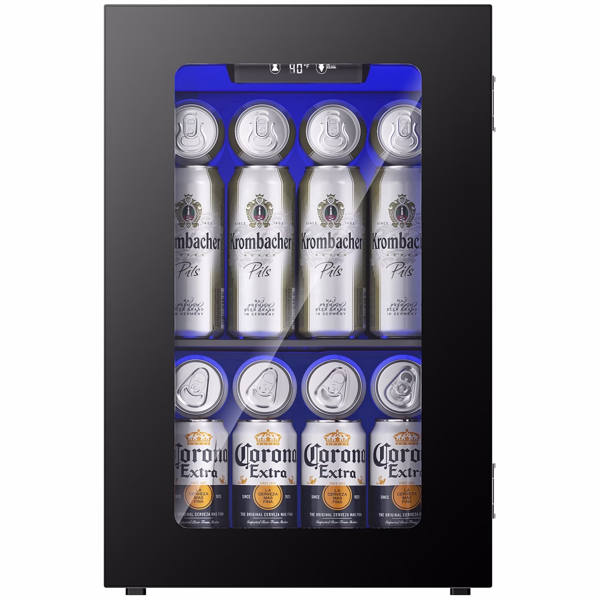 Simzlife 24 Can LED Display Mini Fridge, Wine Cooler with Glass Door, Mini Beverage Refrigerator for Bedroom, Dorm, Nightstand,Home & Office/,Black