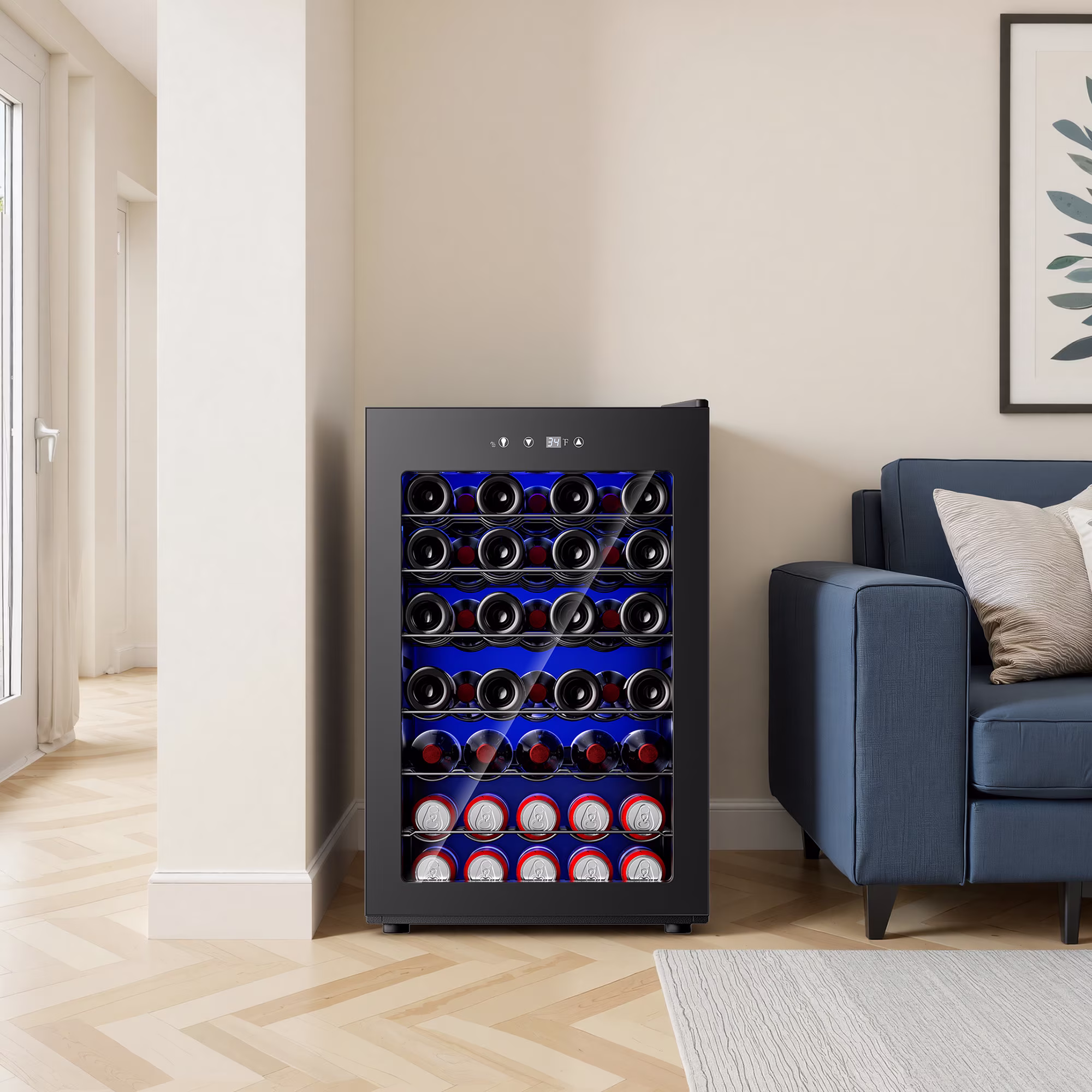 Simzlife 45 Bottles Wine Cooler Refrigerator,Built-in Wine Fridge with Stainless Steel Glass Door, for Home Bar, Kitchen, or Office - Image 3