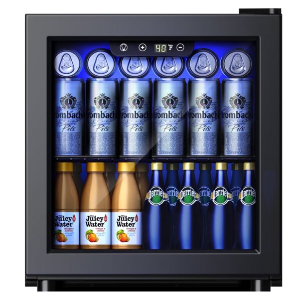 Simzlife 55 Cans Mini Beverage Refrigerator & Portable Beverage Cooler with Glass Door, Mini Fridge for Home/Office/Bar,Black