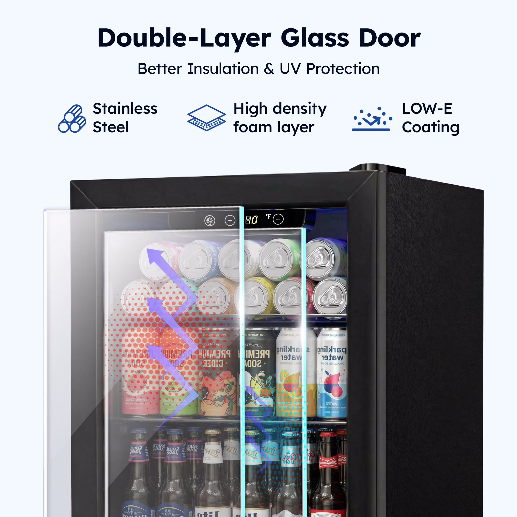 Simzlife 68 Can Beverage Refrigerator, 1.9 Cu.ft Beverage Cooler with Glass Door, Mini Fridge for Home/Office/Bar,Black - Image 4