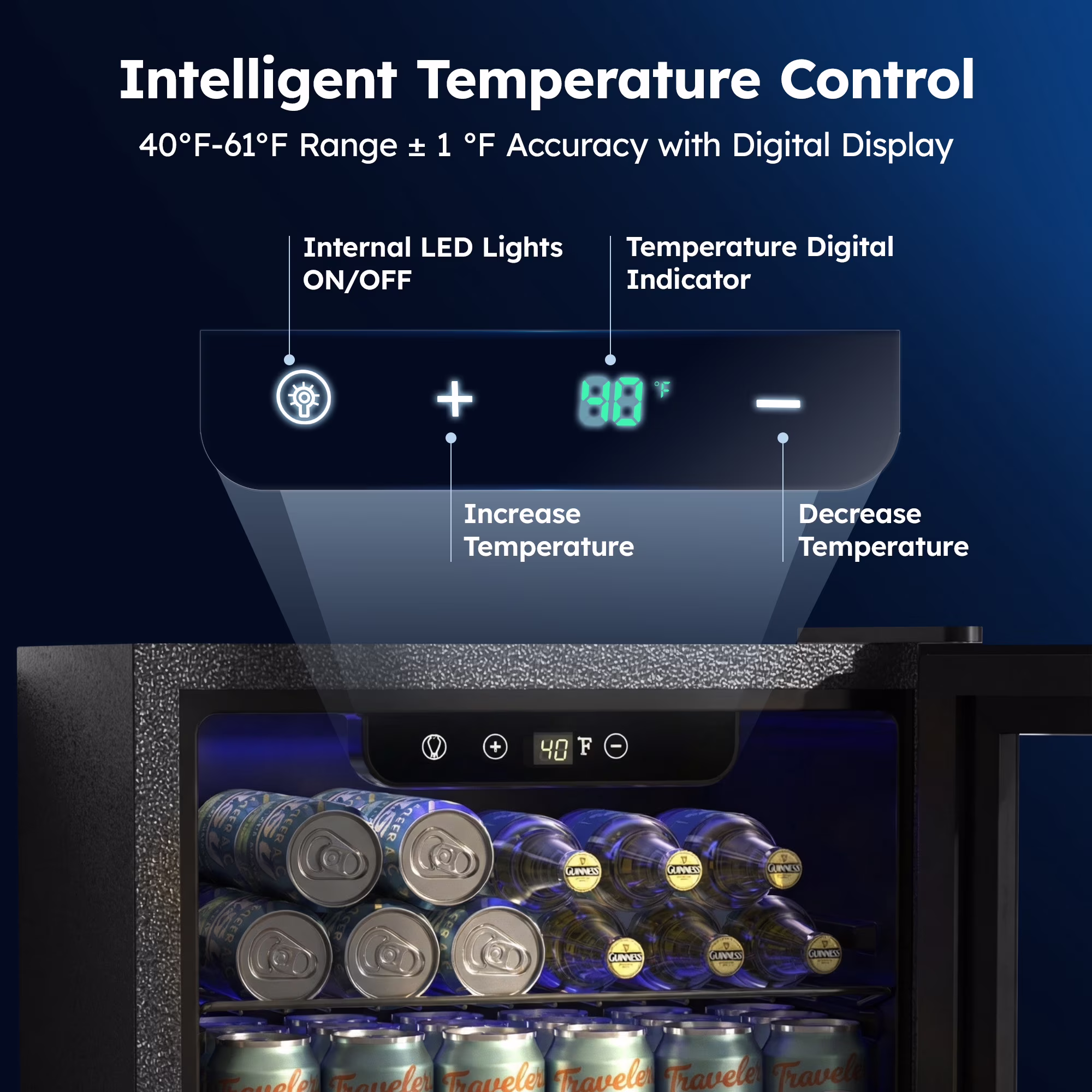 Simzlife 68 Can Beverage Refrigerator, 1.9 Cu.ft Beverage Cooler with Glass Door, Mini Fridge for Home/Office/Bar,Black - Image 3