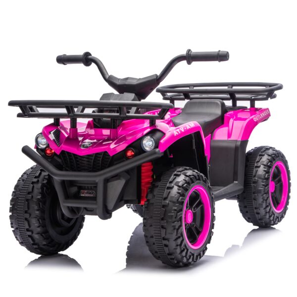sluting 24V 160W Pink Kids Ride On ATV Quad Toy, Battery Powered Off-Road Riding Vehicle with Anti-Slip Tires, Storage Racks, Bluetooth Music & LED Headlights for Girls Ages 3