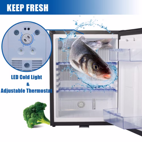 Smad 1.7 Cu ft Portable Absorption Mini Fridge No Noise Refrigerator with Lock, Adjustable Foot, Reversible Door - Image 2