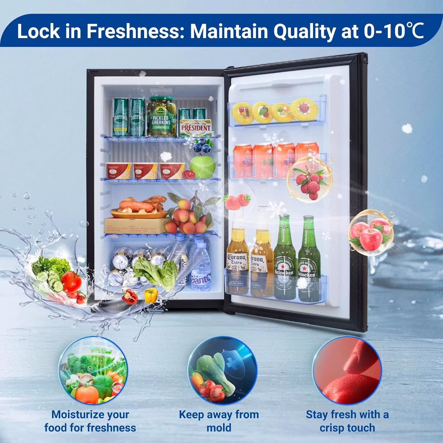 SMAD 12V RV Refrigerator Truck Mini Fridge AC / DC Compact Silent 1.7 Cu ft Lock - Image 4