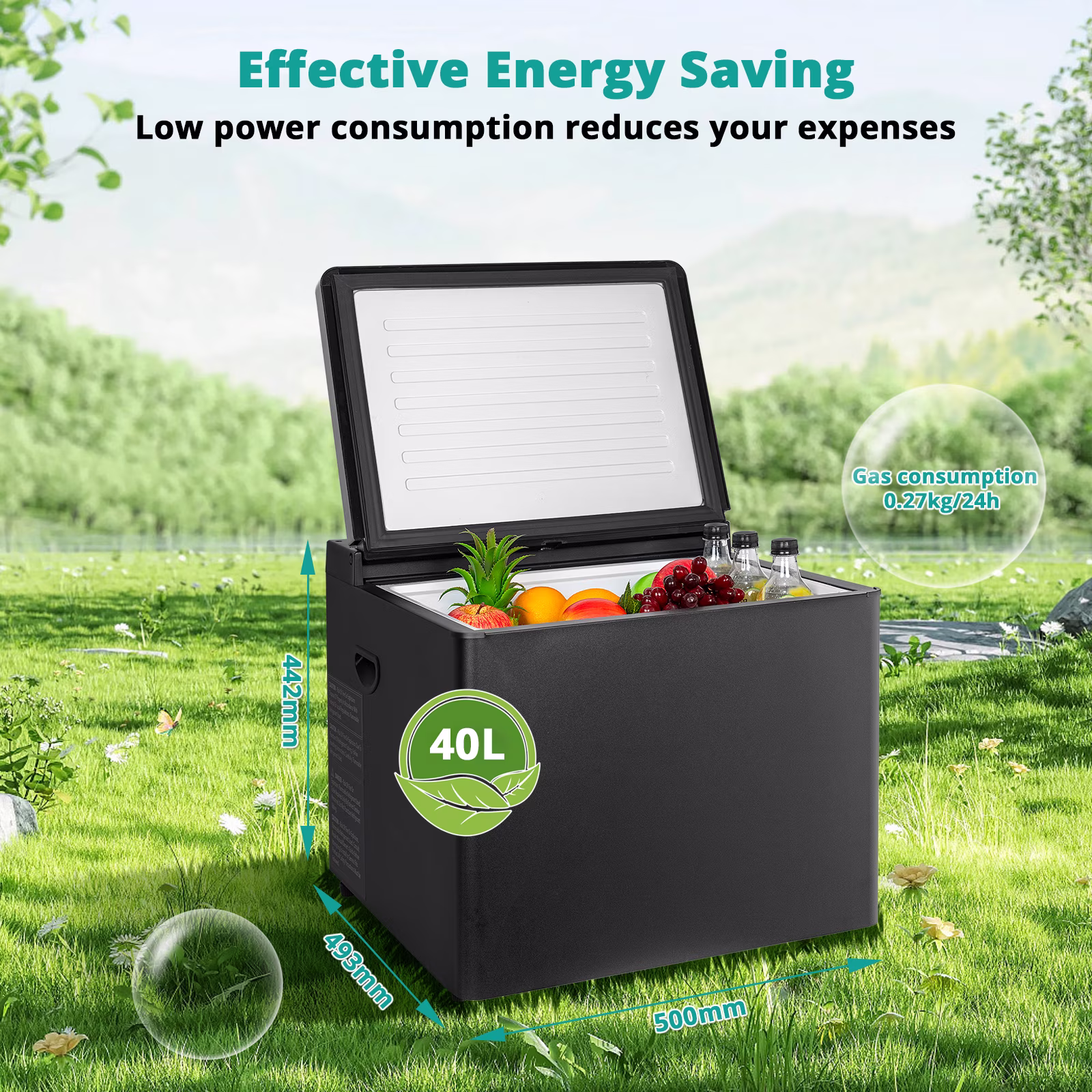Smeta Chest Freezer LPG/12V/110-120V Refrigerator Outdoor Travel Fridge 1.6 Cu ft Indoor Car - Image 4