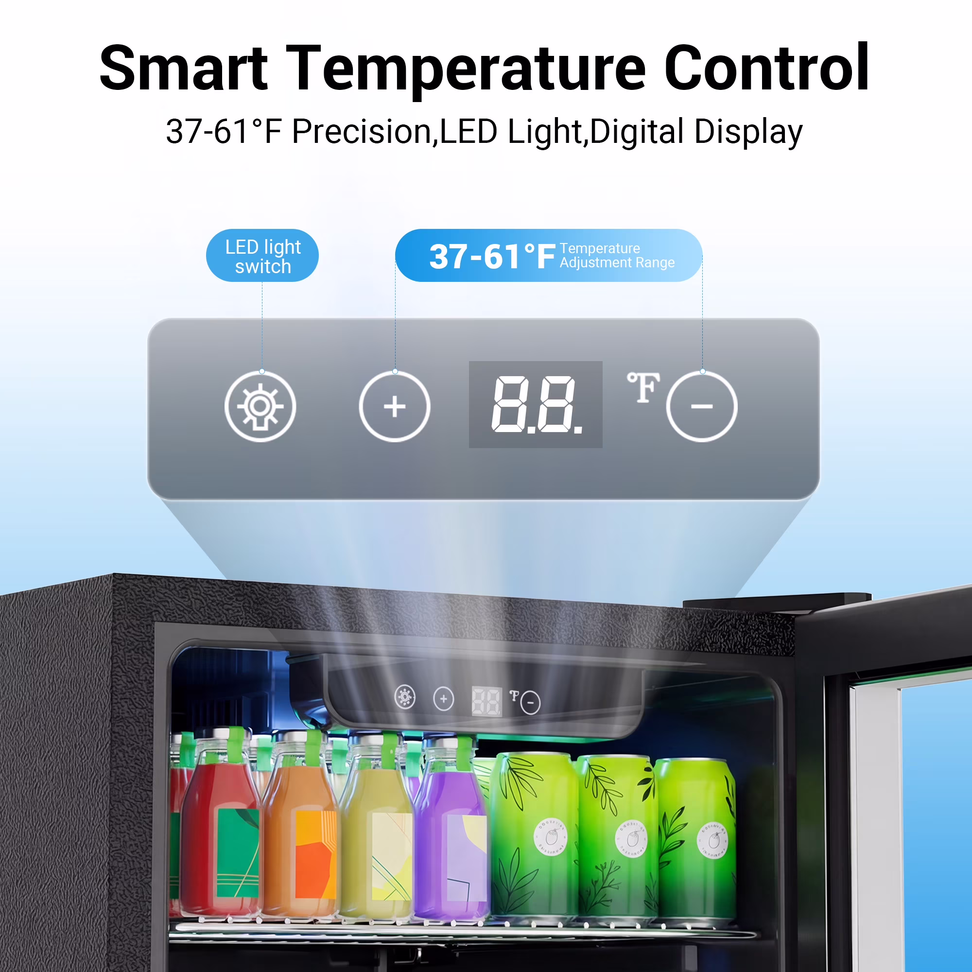 Snowyermine 130 Can Beverage Refrigerator and Cooler with Glass Door for Home, 17.3 in W, 31.5 in H, Silver - Image 5