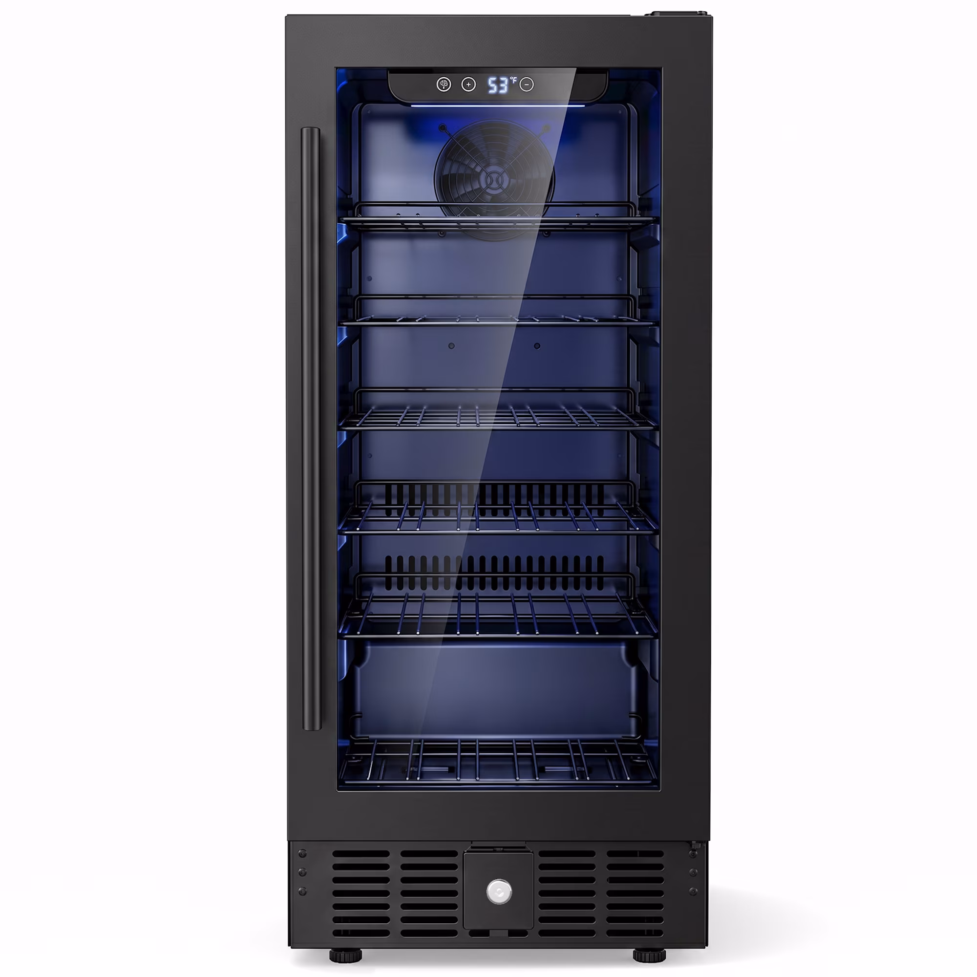 Snowyermine 15 Inch Beverage Refrigerator with Glass Door, 160 Cans Under Counter Wine Fridge for Home Kitchen, Bar or Office, Black Stainless Steel - Image 2