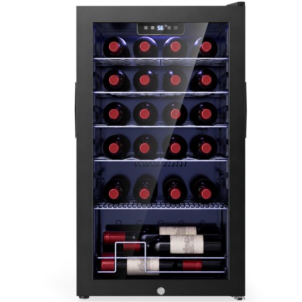 Snowyermine 25 Bottles Wine Cooler Refrigerator,Built-in Wine Fridge with Stainless Steel Glass Door, for Home Bar, Kitchen, or Office