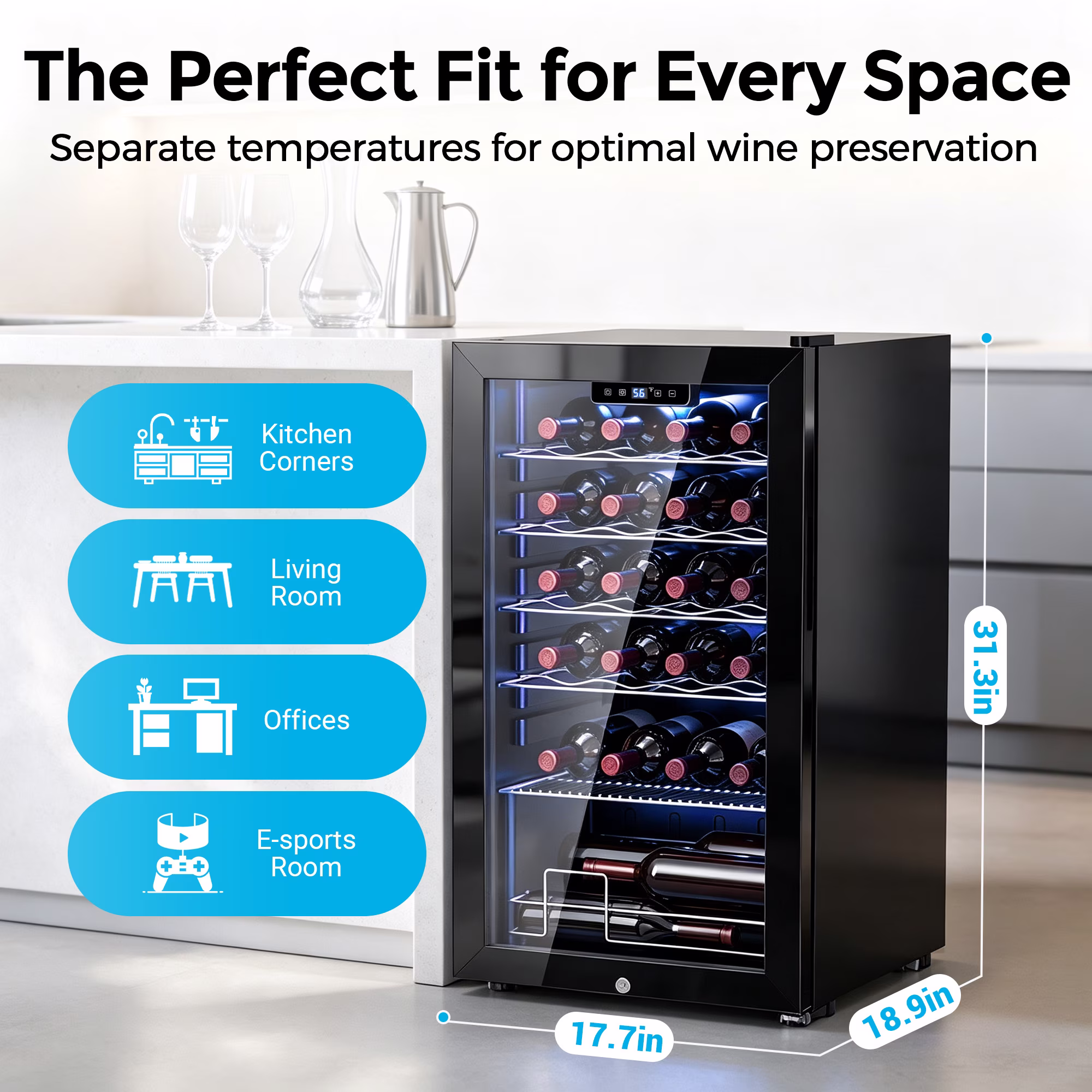 Snowyermine 25 Bottles Wine Cooler Refrigerator,Built-in Wine Fridge with Stainless Steel Glass Door, for Home Bar, Kitchen, or Office - Image 3