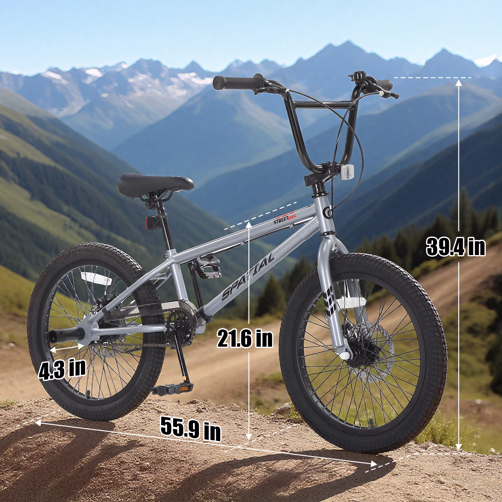 SPATIAL 20" BMX Bicycle,Fits Rider for 4'3" - 5'4", Dual Disc Brakes BMX Bikes,2 Pegs Single Speed Bike - Image 5