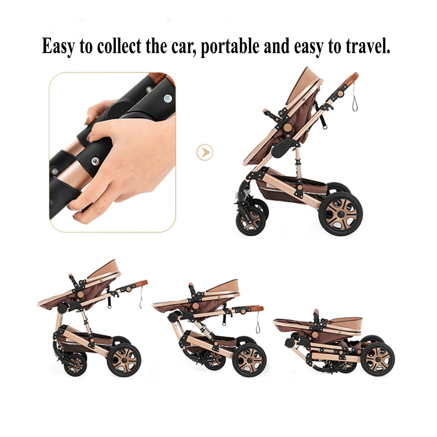 Steanny Baby Stroller Reversible Stroller Up to 55lbs,2-IN-1 Stroller Suit Newborn to Toddler Baby Carriage With Mami Bag - Image 2