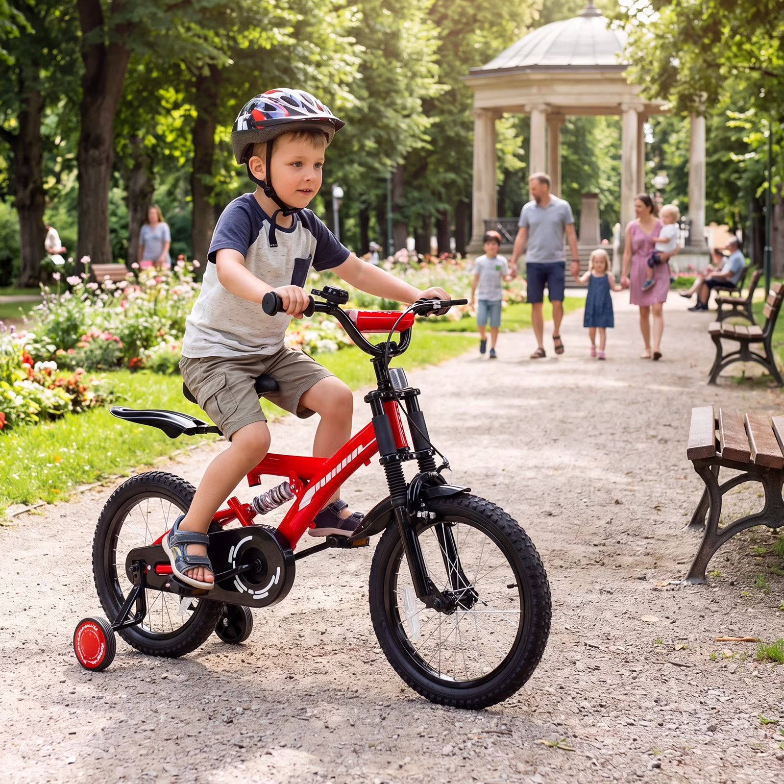 Fenbeli 18 Inch Kids Bike with Training Wheels for Girls Boys Ages 6-9, Red - Image 3
