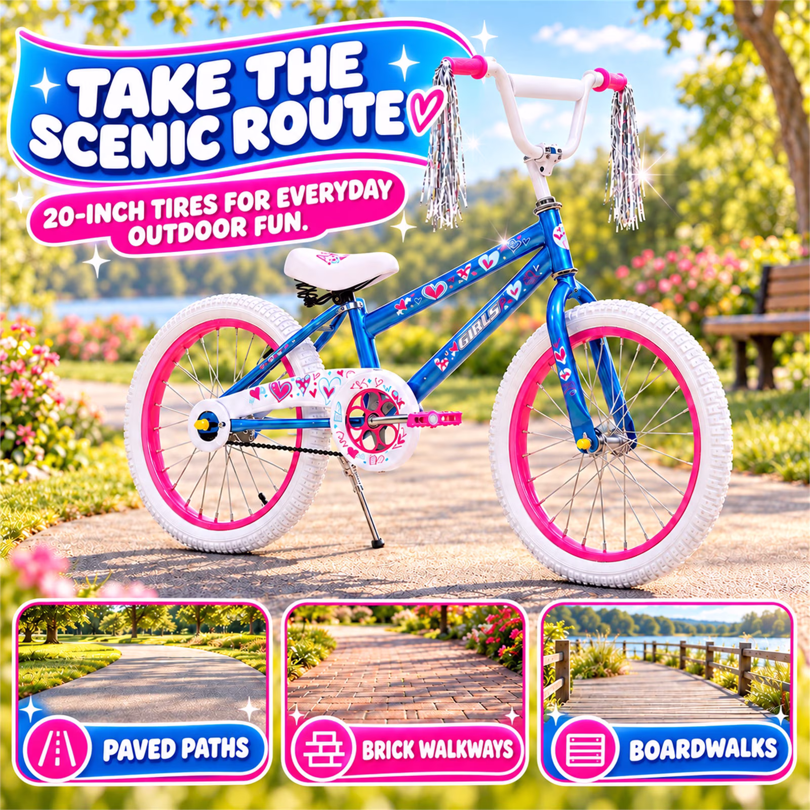 SUGIFT 20 in. Girl Kids Bike for Girls Ages 5-12 Years, Blue - Image 5