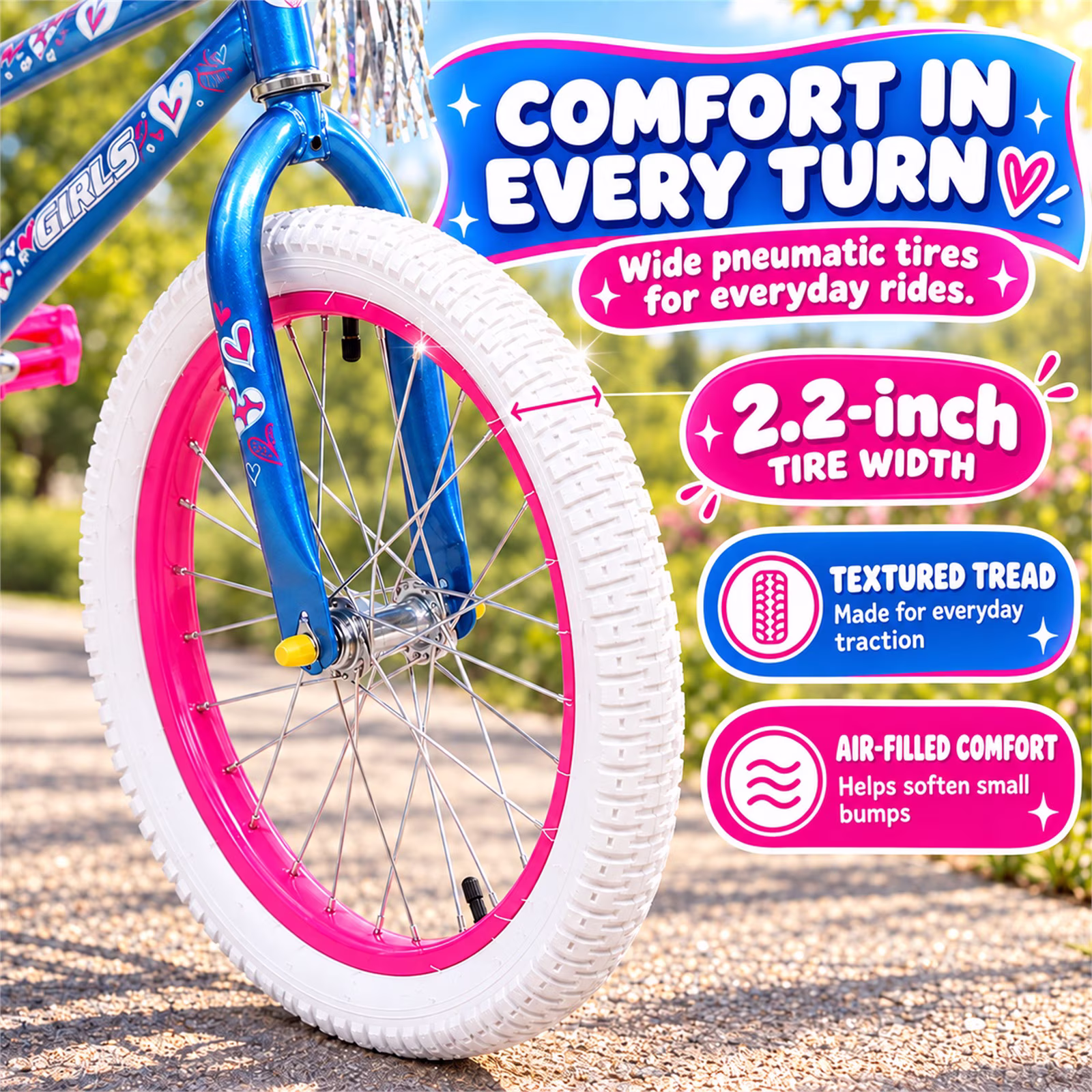 SUGIFT 20 in. Girl Kids Bike for Girls Ages 5-12 Years, Blue - Image 4