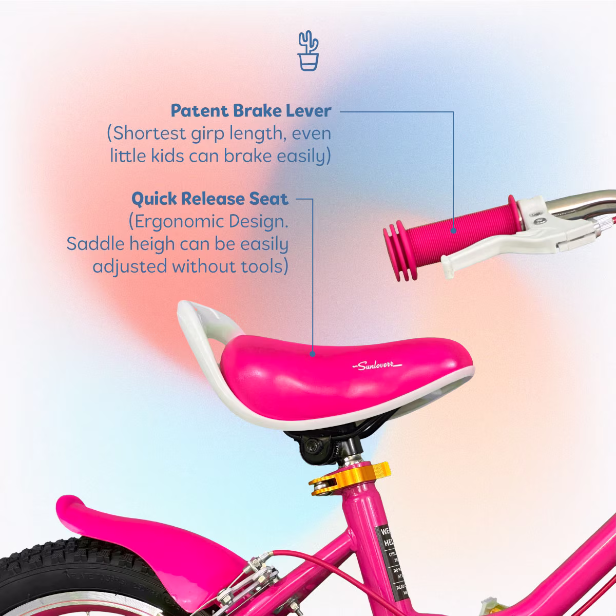 Sunloverr Kids 12 Inch Bicycle for Girls Ages 3-5 Years - Image 3