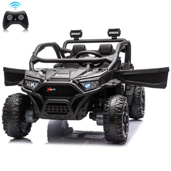 Sunnyfree 24 Volt Ride on Toys for Kids, 4WD 2 Seater Electric UTV Ride on Car with 800W Powerful Motors, Remote Control, Power Car Wheels, Four-Wheel Suspension, Bluetooth Music, LED Lights, Black