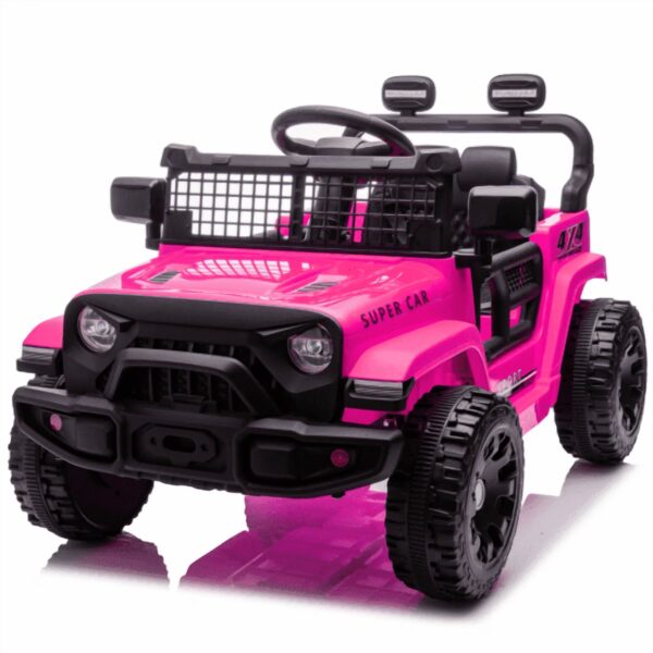 Sunnyfree 24V 2 Seater Kids Ride on Truck with Remote Control, Electric Battery Powered Toys Car w/ 4 Wheels Spring Suspension, LED Lights, Bluetooth Music, Pink