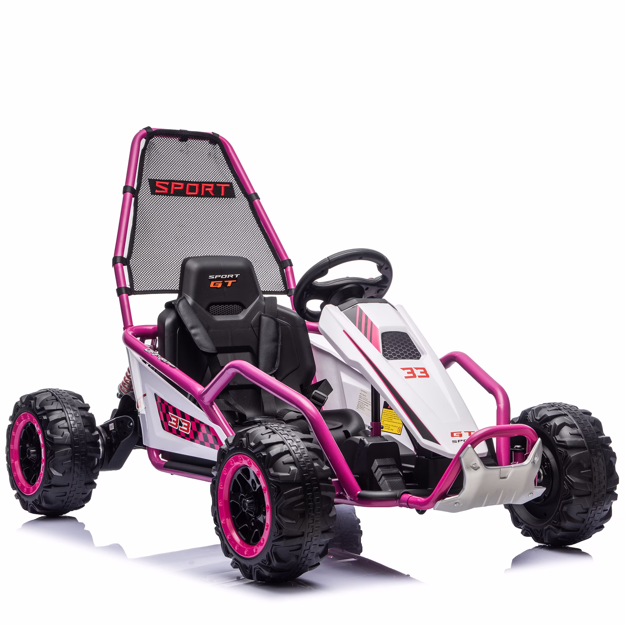 Sunnyfree 24V Drift Go Kart for Kids Ages 6+, 400W Electric Ride On Car with Rear Suspension, Bluetooth Music, LED Lights, Up to 8.5MPH, Pink - Image 3