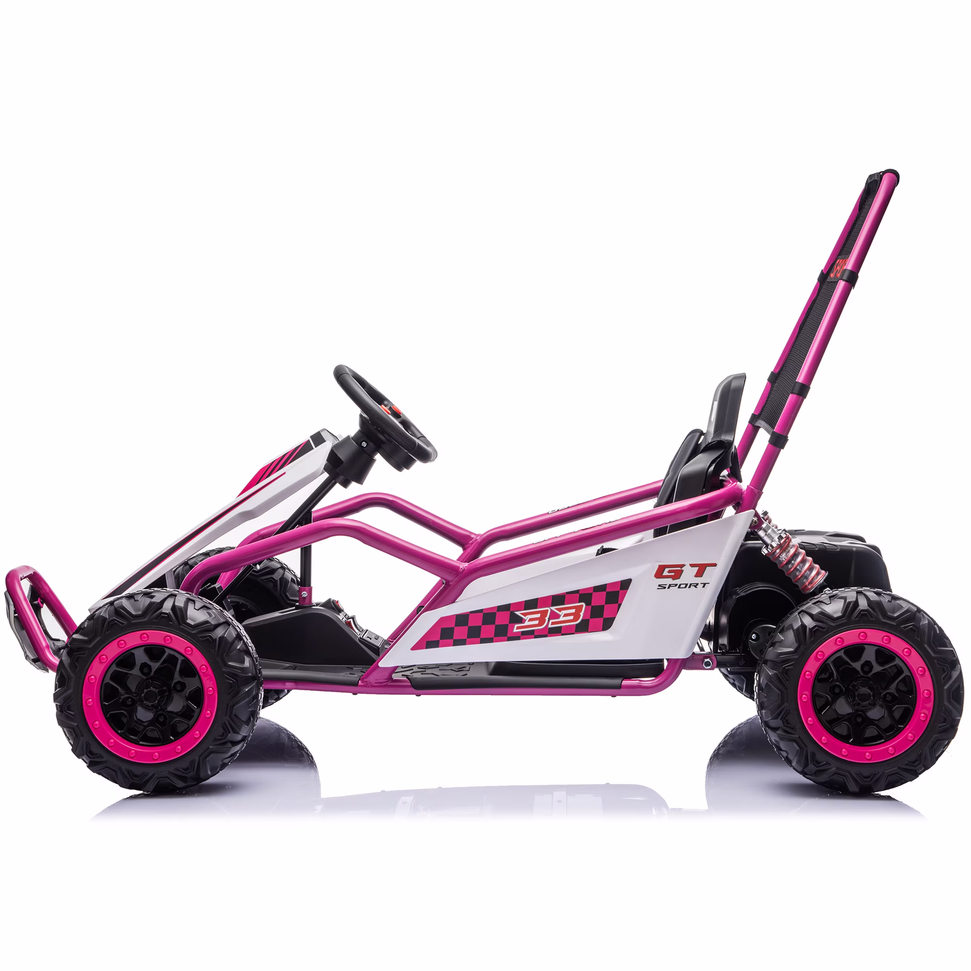 Sunnyfree 24V Drift Go Kart for Kids Ages 6+, 400W Electric Ride On Car with Rear Suspension, Bluetooth Music, LED Lights, Up to 8.5MPH, Pink - Image 5