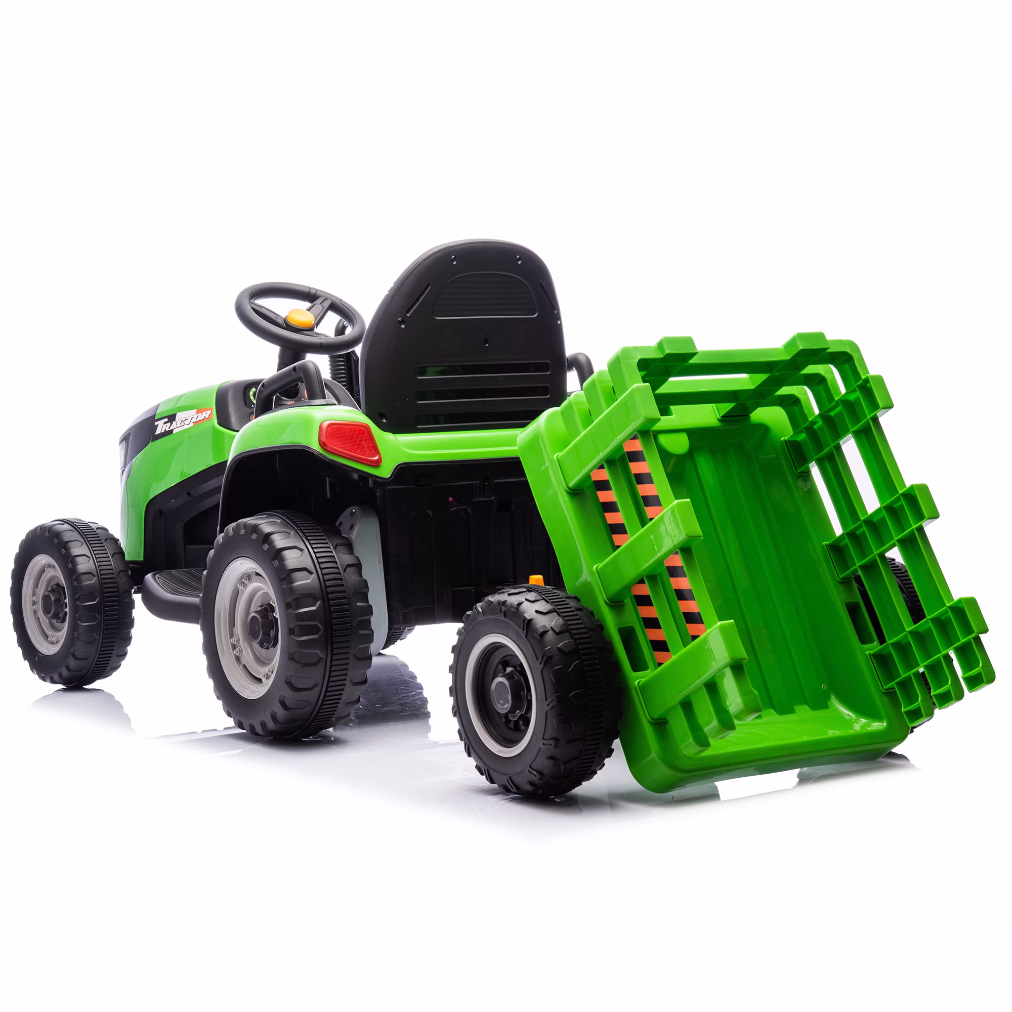 Sunnyfree 24V Kids Ride on Tractor, Electric Tractor with Detachable Trailer, Ride on Toys with Remote Control, 2×200W Motors, Bluetooth, LED Lights, Ages 3-8, Green - Image 2