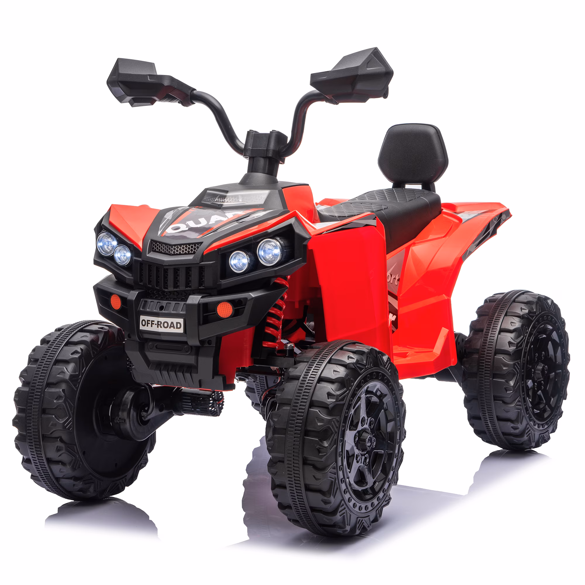 Sunnyfree 24V Ride on Toys ATV,4WD Power Car Wheels with 4x200W Motor, 4 Wheeler Quad Car with Spring Suspension, Bluetooth Music, LED Lights, Red - Image 3