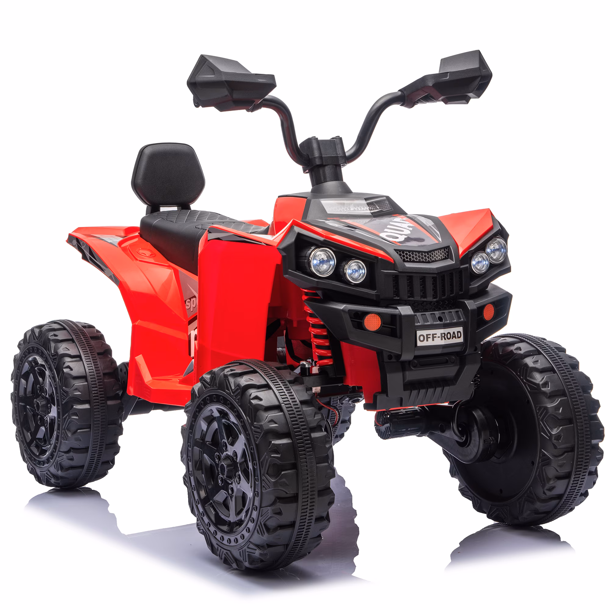 Sunnyfree 24V Ride on Toys ATV,4WD Power Car Wheels with 4x200W Motor, 4 Wheeler Quad Car with Spring Suspension, Bluetooth Music, LED Lights, Red - Image 5